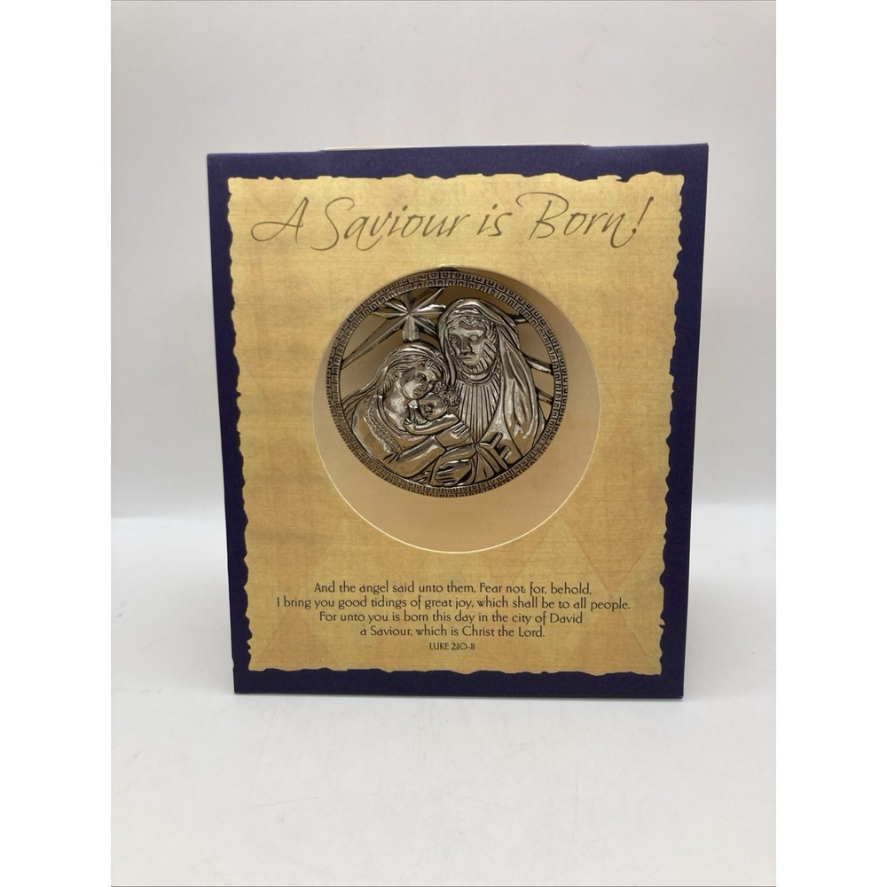 A Saviour Is Born Ornament by Faith at Home, 3" Metal, Jesus, Mary, & Joseph